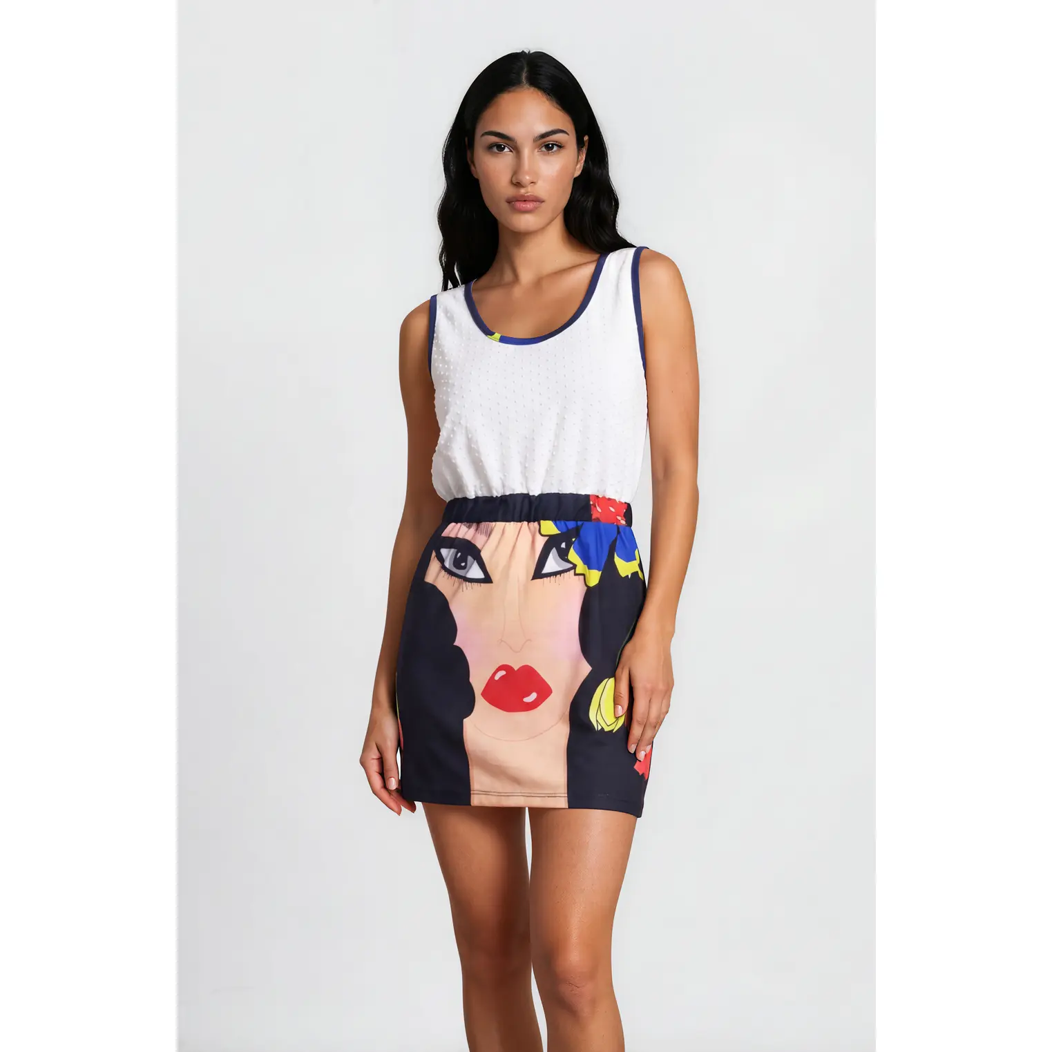 Dahlia Illustrated Upcycled Tank Dress