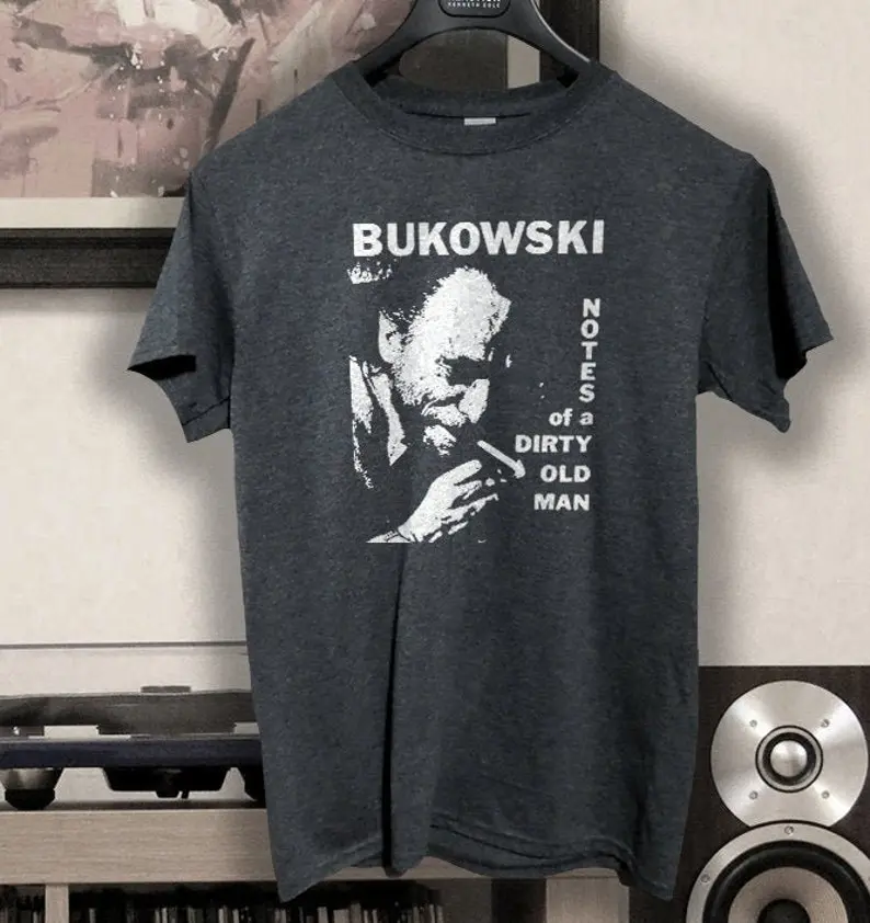 Charles Bukowski T shirt screen print short sleeve black shirt cotton