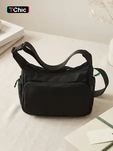 Outdoor Large Capacity Tote Bag Waterproof Nylon Multi-Pocket Crossbody Bag Casual Unisex Travel Camping Commuting Shoulder Bag