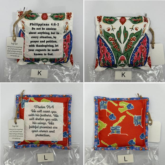 Vintage Prayer Blanket Square with Cross Inside, Mini Handmade Quilt, Religious Quilt, Colorful Stitched Blessing Poem Throw, Home Decor Gift Idea, Pocket Prayer Quilt #GLOBAL PICKS