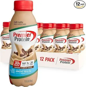 Premier Protein Shake, Café Latte, 30g Protein, 1g Sugar, 24 Vitamins & Minerals, Nutrients to Support Immune Health 11.5 fl oz, 12 Pack Beverage Energy