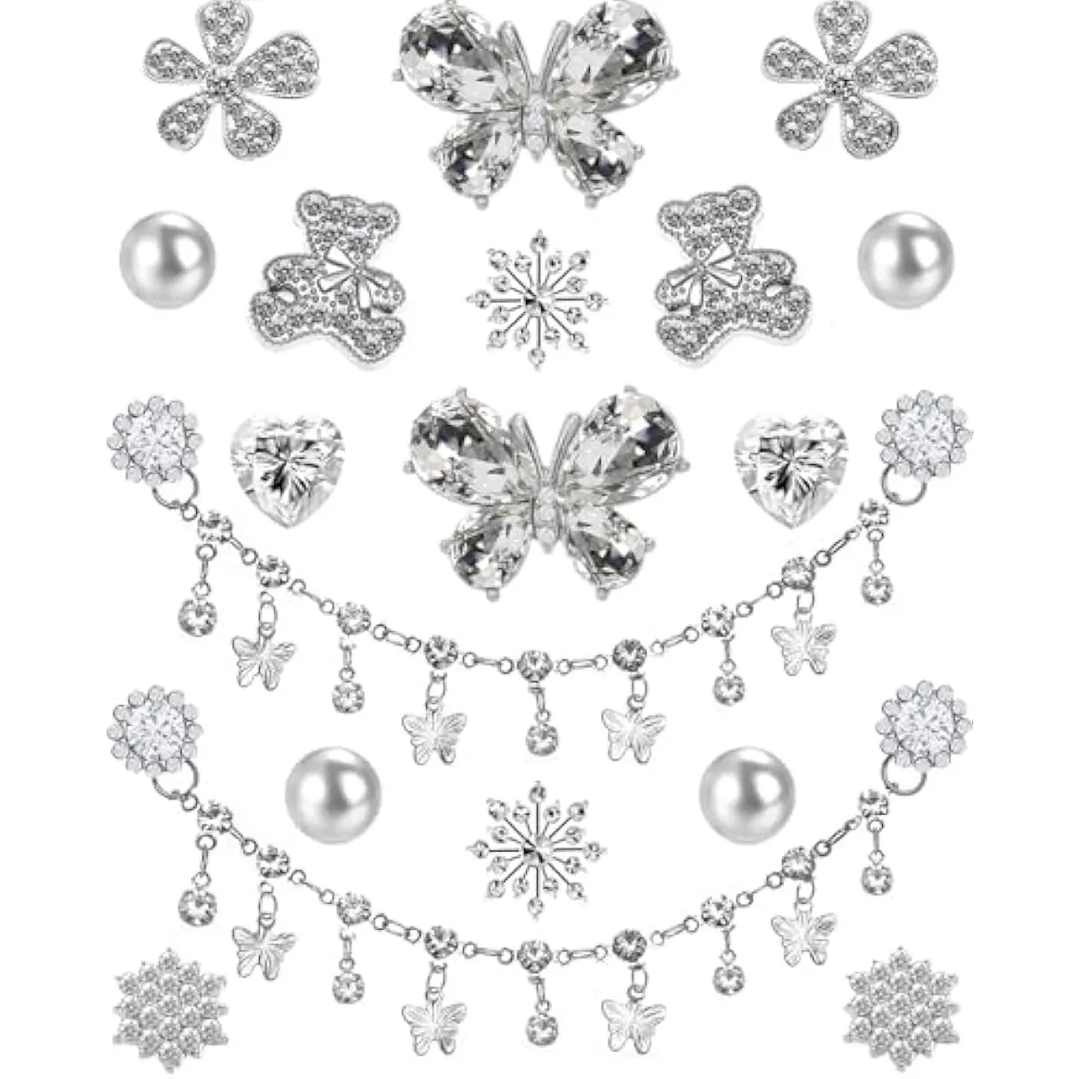 Rhinestone Bling Shoe Charms Designer Jewelry Accessories for Women Girls Luxury Rhinestone Butterfly Jewelry Shoe Decoration with Bling Girly Chains Fashion for Party Favors Birthday Gifts