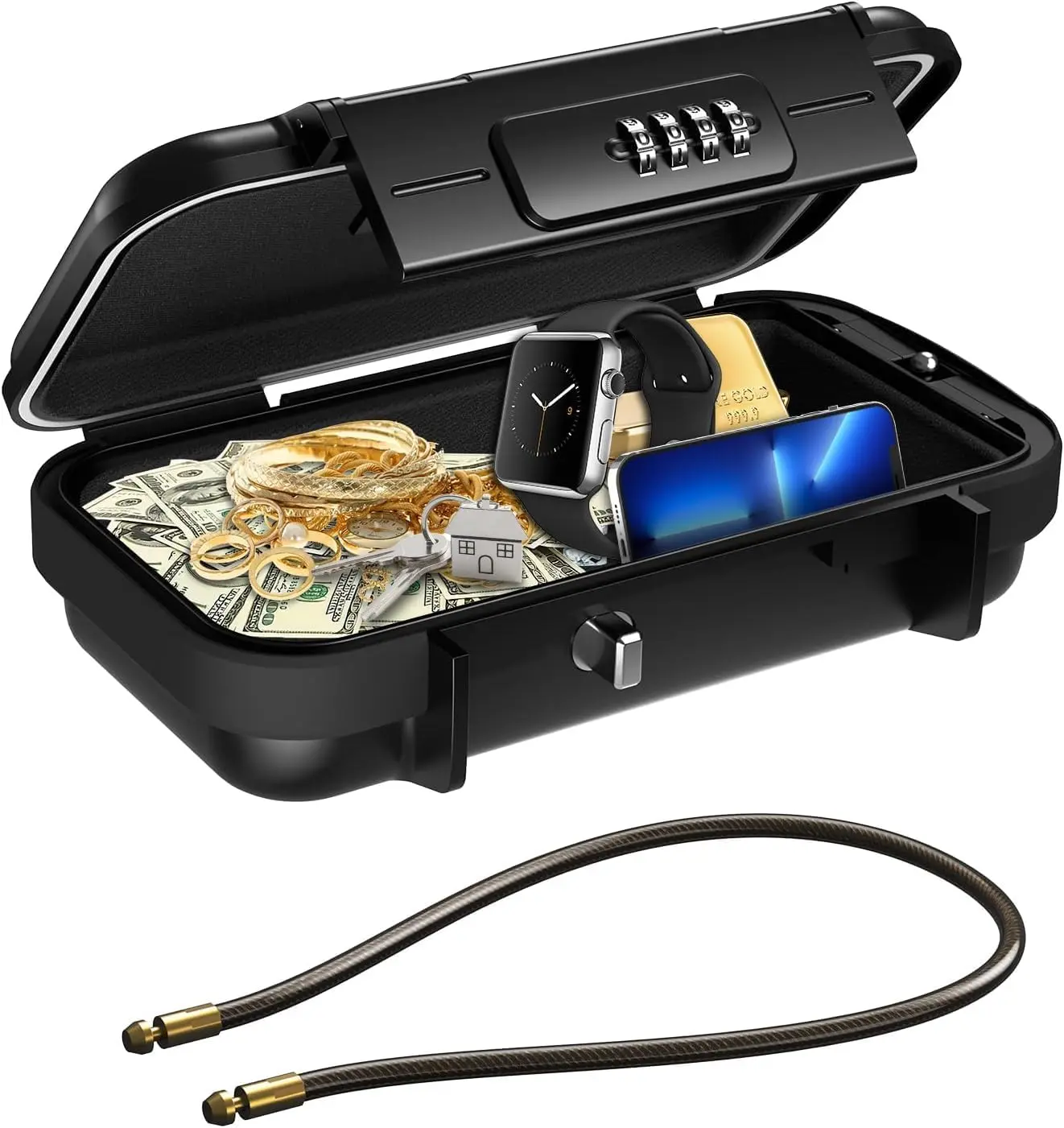 Portable Safe Box, Combination  Case LockBox with Code,  Anti- Mini Travel Safe Box with Removable Chain, Portable Lock Box for , Office, Christmas
