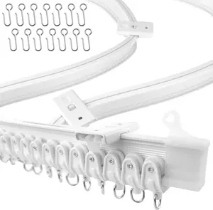 Flexible Bendable Ceiling Curtain Track, 9.8 ft (3 m), Mount for Rail with Curtain Tracks System, Room Divider, Curtains Rod, RV Ceiling Track for Curtains, White