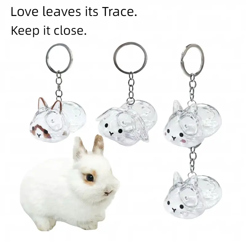 Happy Sumi Bunny Shape Resin Pendant - Translucent Reflective Cute Animal Hanging Decor, Bunny Lover Gift for Preserving Precious Fur