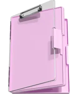 Clipboard with Storage, Folder Side Opening,  8.5 x 11 Heavy Duty Clipboard with Dual Compartment for Work, Office & School Supplies, Pale Pink