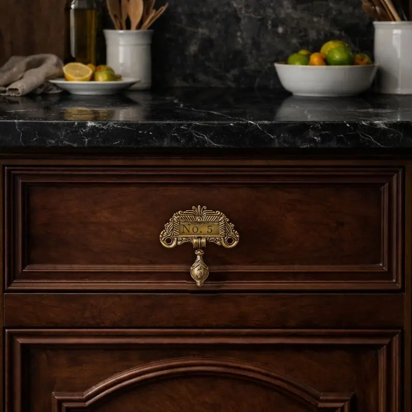 Luxury Apothecary Hardware Handle for Cabinetry and Furniture with Label Slot, Custom Designed & Brand Exclusive