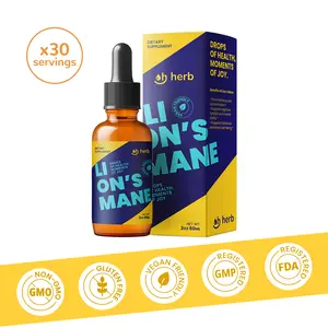Oh Herb Organic Lion's Mane Liquid Drop - Nootropic for Memory, Focus, Mood & Sleep - Support Cortisol Level - 3.5X Absorption - Lemon Lime Flavor - Vegan Gluten Free Non-GMO - FDA GMP Registered - 30 Servings  - Organic mushroom liquid supplement