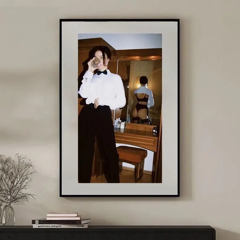 Party in the Back- Vintage Chic Woman Poster- Late Night Bar Decoration- Classic Room Decor