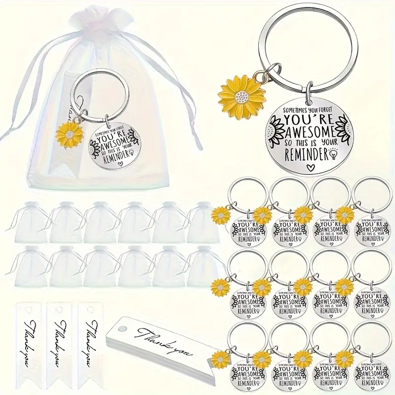 Stainless Steel Keychain Set, 36-Piece Inspirational 'you're Awesome' Design, Perfect Gift for Birthdays, Graduations, Christmas, Stylish Authentic Keychain, Metal Keychains