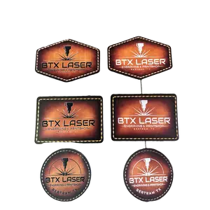 BTX Laser UV Printed Leatherette Hat Patches Air Brushed with Raised Threads Genuine Leather Look Customizable Design Strong Adhesive Multiple Shapes