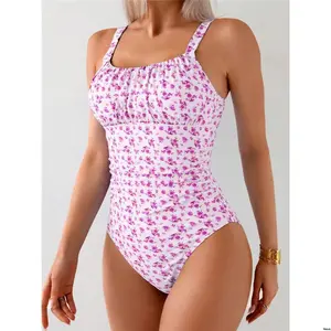 Swimsuit Monokini Ruched Ditsy s Women Vcay Swim 1pc Floral Strap For Vacation