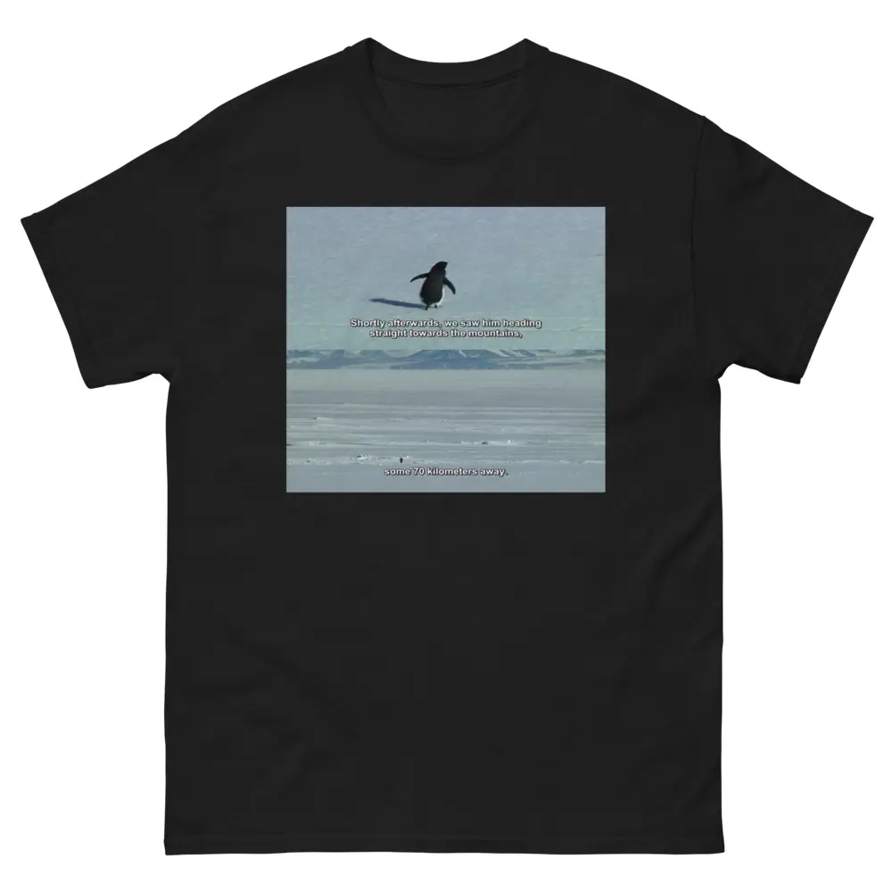 Men's Depressed Penguin Meme Graphic Print Classic Tee - Casual Streetwear Cotton-Polyester Yarn T-Shirt with Round Neck, Double-Stitched Hem, and Sleeves, Tshirt
