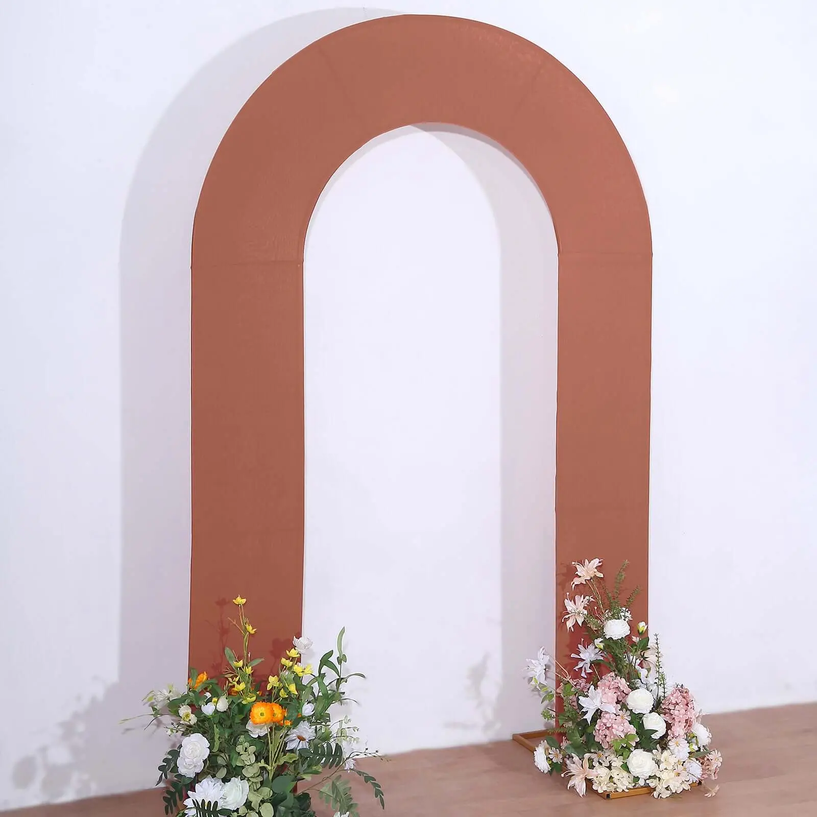 8ft Terracotta (Rust) Stretch Standard Spandex Fitted Open Arch Backdrop Cover - Double-Sided U-Shaped Arch Slipcover for Wedding Decor, Baby Shower, All Seasons Festive Use (Home & Party Supplies)