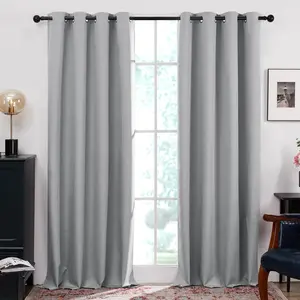 Deconovo Linen Blackout Curtains 2 Panels - Thermal Insulated Room Home Decor for Bedroom & Living Room (Energy Efficient, Wavy Drape)