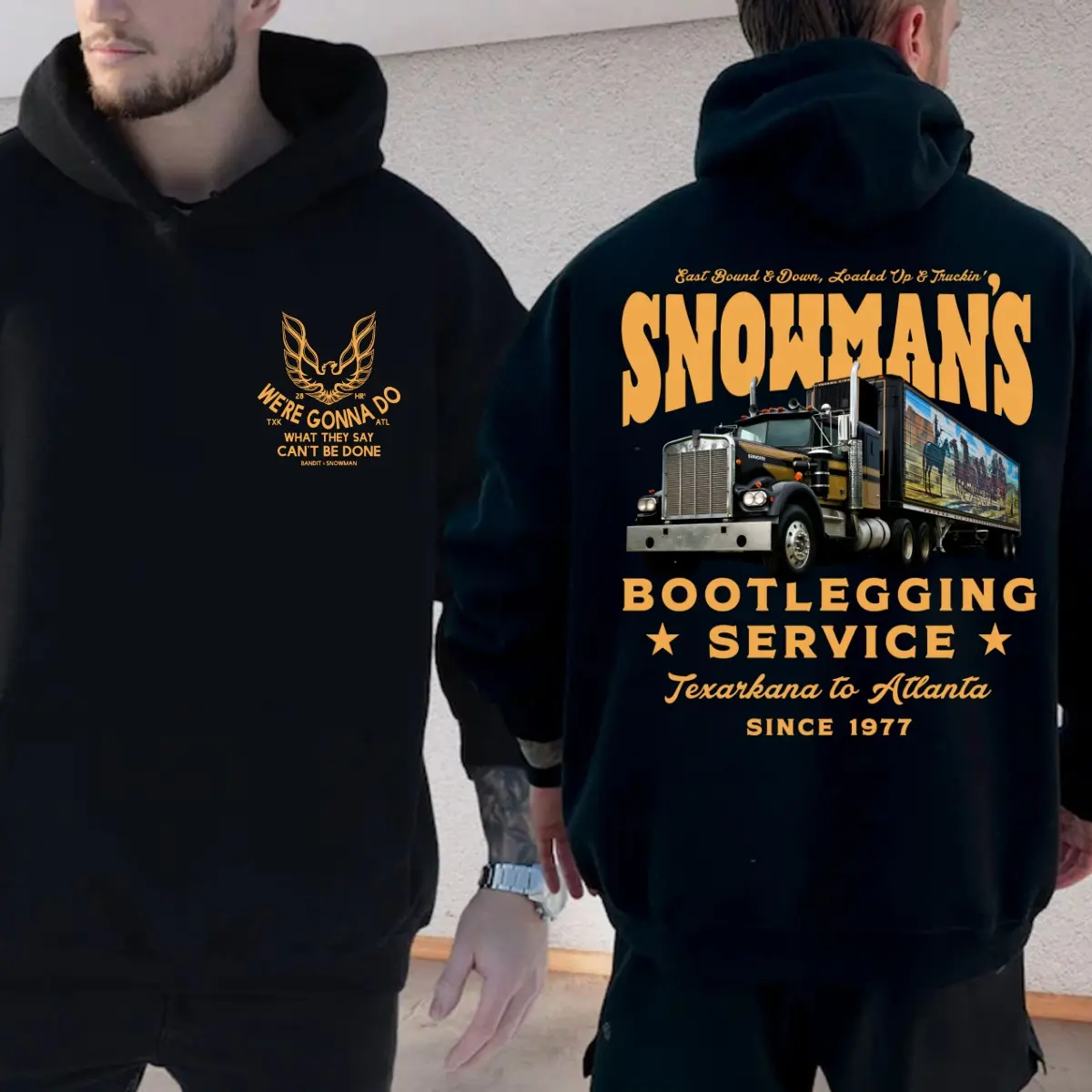 Snowman’S Bootlegging Service Hoodie, Smokey And The Bandit Truck Sweatshirt, Retro Trucker Shirt, Unisex Sweater Pullover Tee