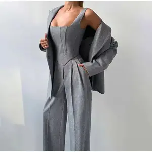 Women's Casual Suit Elegant Women's Business Suit Coat Overcoat Pants Three Pieces Womenswear Comfort Basic Fitted