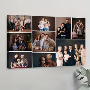 2D Flat, 2D Flat, Custom Framed Canvas Painting - Personalized Collage Wall Art with Wooden Frame, Modern Family Portrait And Couple Gift, Suitable for Living Room, Bedroom, Or Home Office Decora, Fathers's Day, Football Star, Independence Day, Juneteenth