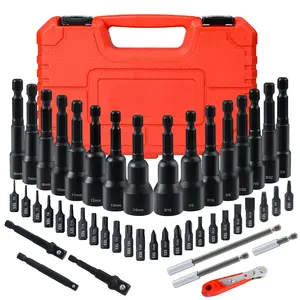 47PCS Magnetic Nut Driver & Screwdriver Bit Combo Kit, Metric SAE Hex Socket Bits Torx Phillips Slotted Drill Bits Set with Hard Storage Case for Impact Drill Auto Garage Repair nut driver set