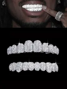 10-piece zircon hip-hop braces set, a dental accessory, Tooth Gems, trendy and cutting-edge, shining and a symbol of status.