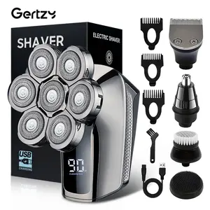 GERTZY Men's Electric Head Shaver for Bald Scalp & Beard Trimmer with LCD Battery Display - Nose Hair Body Groomer, All-in-One Gift for Men Him Boyfriend Husband Friend, Usb Rechargeable Shaver