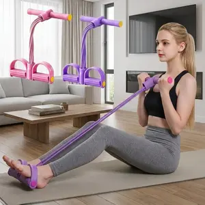 6-Tube Stretch Resistance Band Set with Foot Supports Portable Exercise Bands for Home Workout and Travel Use