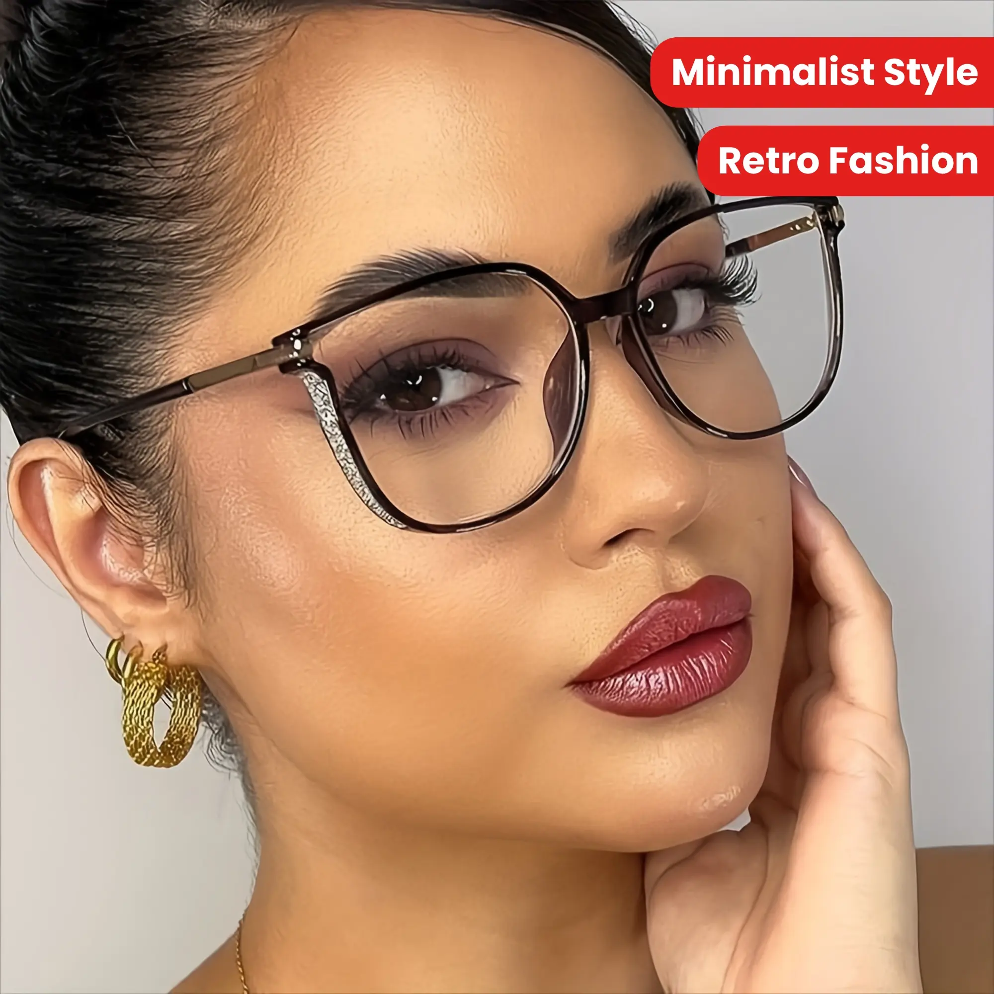 Polycarbonate Cat Eye Eyeglasses - Minimalist Retro Look Star Embellish Single Item, Unisex Reading Glasses with +1.0 to +4.0 Strengths, Retro Fashion