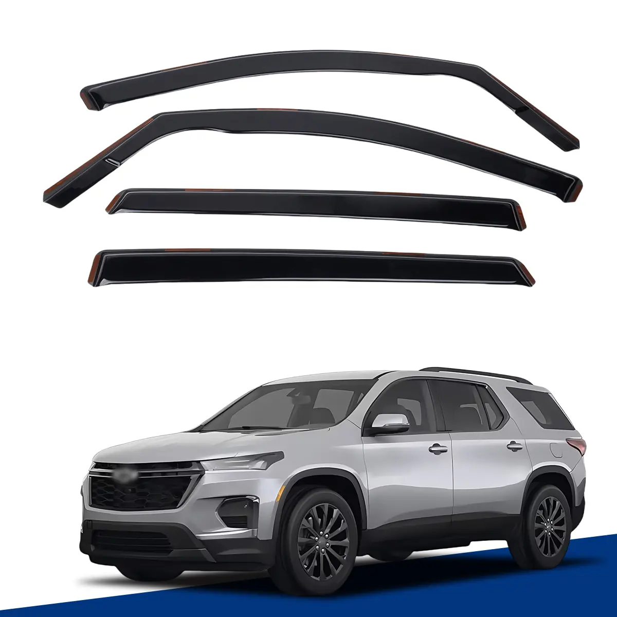 2018-2023 – Chevrolet Traverse – 4-Pieces In-Channel Window Deflectors , Auto Parts Accessories, Weatherproof Sun & Rain Guard Vent Visors, UV Protection, Seamless Install Direct Fit 3-Row SUV Upgrade