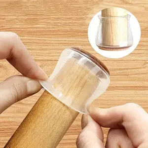 Clear Chair Leg Cover, 12pcs Anti-slip Silicone Chair Leg Floor Protector, Home Care  Accessories for Living Room Home Office  Restaurant Hotel