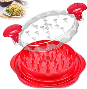 Chicken Shredder Tool Twist for Kitchen, Manual Chicken Breast Grinder Machine for Ground Food, Meat and Vegetables, Red