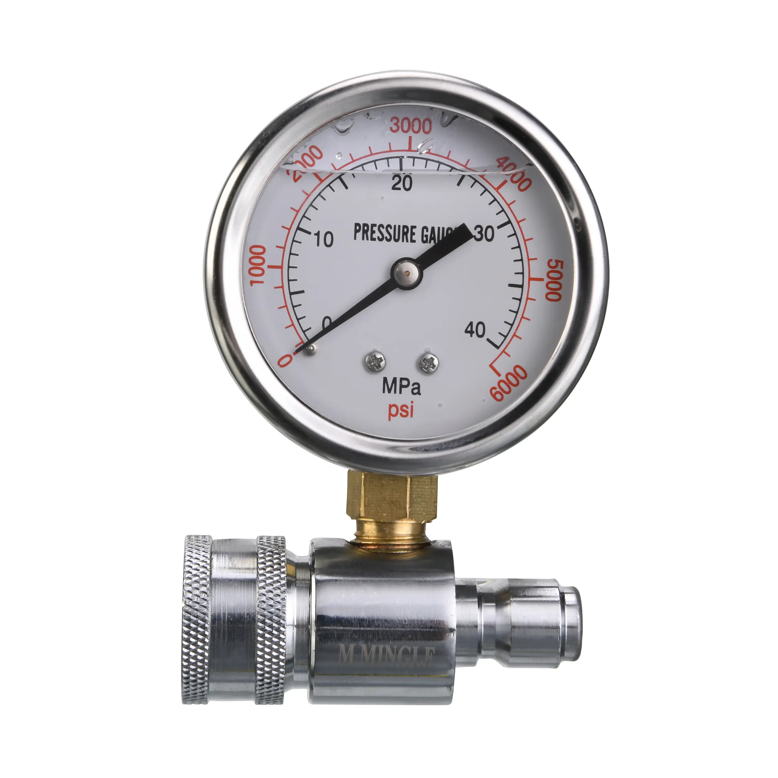 M MINGLE Pressure Washer Gauge Kit - 3/8 Inch Quick Connect, 6000 PSI, Compatible with Pressure Washer Hose and Pump Accessories, Hardware, Meter