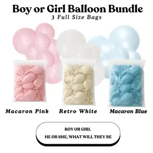 Boy or Girl Balloon Bundle - Macaron Pink, Retro White, Macaron Blue