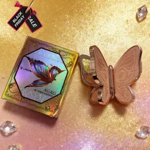 6 Color Pearl Glitter Shimmering Eyeshadow Palette, Agag Butterfly Matte Earth Tone, Waterproof Long-Lasting, Easy to Apply, Perfect for Christmas Party