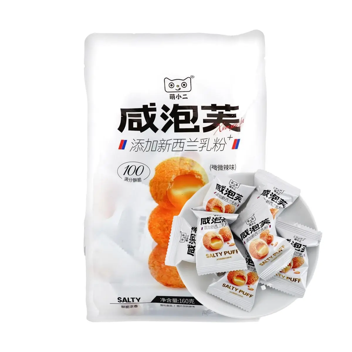 MXE Salty Cream Puffs - Spicy Flavor, 160g - Bursting Creamy Filling, Rich & Crispy Snacks