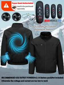 Summer 2 Fan Long Sleeve Air Conditioning Workwear Jacket, 2 Fans 1 Speed Control Wire, Unisex, Outdoor Camping Fishing Indoor Use