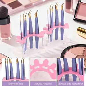 1pc 8-hole Eyelash Display Stand Acrylic, Lash Extension Tool Storage with Tweezers Holder, Beauty Cosmetic Makeup Accessory Rack for Lash Technician Kit, Lash Tweezer Holder, Acrylic Eyelash Tweezers Display, Cosmetic Tools