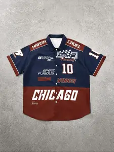 Men's Letter & Number Print Short Sleeve Shirt, Regular Fit Casual Comfy Trendy Short-sleeve Top for Summer, Men's Clothes for Daily Wear, Pajama, Menswear