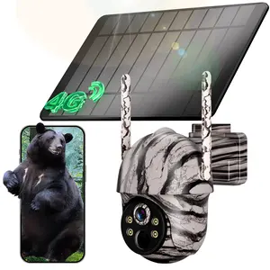 Solar  Wildlife Trail Camera 4G LTE Cellular Wildlife Camera 3K 360° Pan-Tilt Live View, Support Phone APP Live View And Playback, Action Activation And 0.2 Second Trigger Time, Auto HD Night Vision, Built-in SIM Card, with Solar Panel