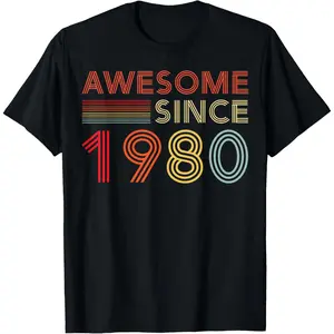 Retro 45 Birthday Decorations Men 45yr 1980 45th Birthday T-Shirt,Made in USA