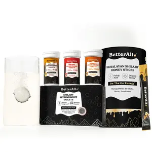 BetterAlt GOLD+ Shilajit Honey Sticks + Shilajit Fizzy Tablets (600mg) | 30 Sticks + Pack of 3 ( 5N each )