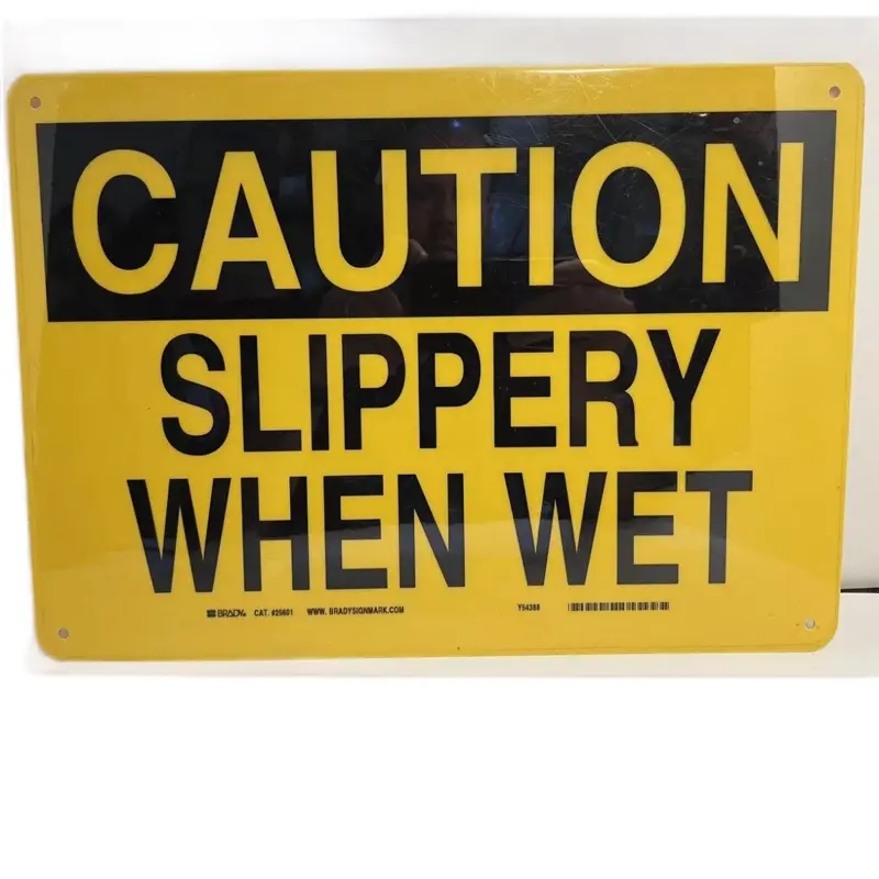 BRADY 25601 Caution Sign, 10" H, 14" W, Plastic, Rectangle, English, Warning for Wet Conditions