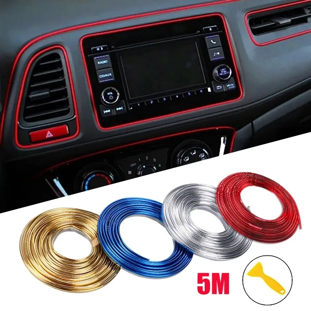 5M Red Chrome Car Trim Strip! High Gloss Adhesive - Flexible Easy Install for Door/Bumper/Grille Mod Universal Car Interior Car Accessory