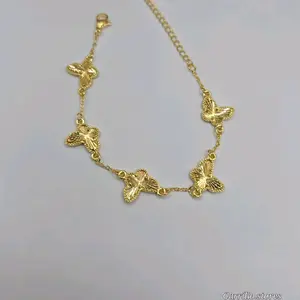 butterflies bracelet fashion style gold-plated yellow color adjustable