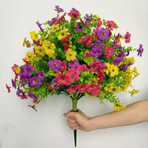 A set of 22-inch artificial violet topiary balls with flowers in purple, yellow, red, etc., UV-resistant faux green shrubs, realistic fake bushes, waterproof and sun-resistant, suitable for gardens, yards, porches (colorful violet)