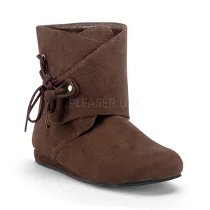 Men's Elegant Brown Microfiber Renaissance Closed Ankle Boots - Stylish Footwear, XL (Men's 14-15)