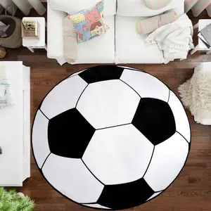 Soft Round Rugs for Bedroom Soccer Rug for Boys, Bedside Area Kids Carpet, Soccer Baseball Lovers Home Decor Indoor Circle Carpets for Living Room, Nursery, Dorms Machine Washable,47 Inch ,World Cup