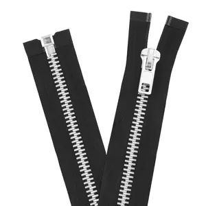Black Heavy Duty Zippers - #10 Black Metal Zippers for Sewing - Silver Zipper Separating Zipper for Jacket Zippers Coat Zipper Upholstery Zippers