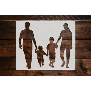Family Walking Stencil - Art and Wall Stencil