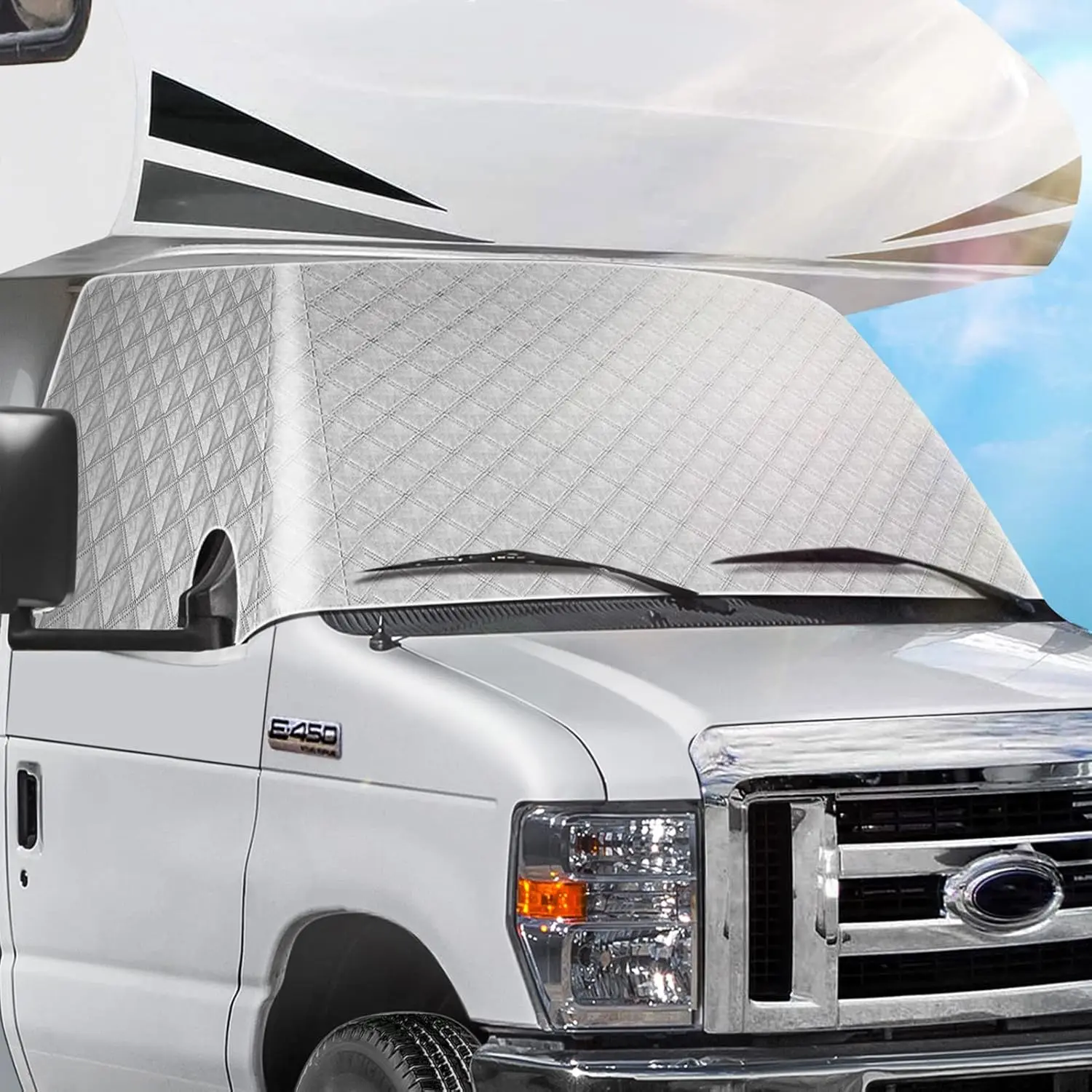 RV SUV Front Windshield Protector - UV Blocking Sunshade Visor, All Seasons Camping Trip Essential, Extend the Life of Your RV, 205×73×156cm Car Exterior Accessory