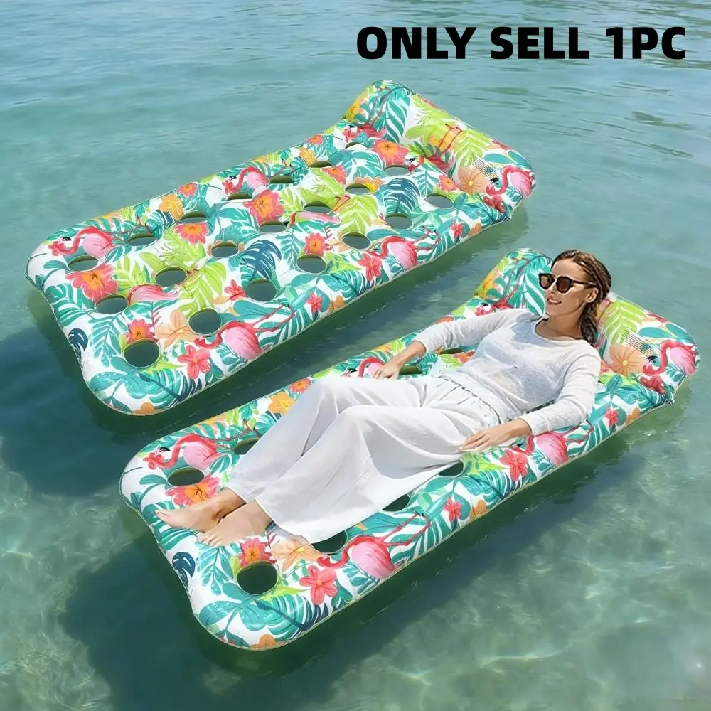 Summer Water Adult Inflatable Floating Lounger, Minimalist Design Pool Chair Float, Colorful Mood Booster, 3-In-1 Inflatable Pool Toy